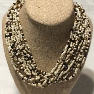 Multi-Strand Brown & Cream Necklace NWOT